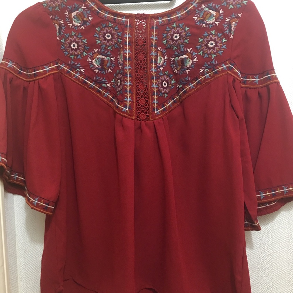 Red Embroidered Top - Picture 4 of 8